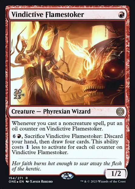 Chauffe-flamme vindicative, carte Magic PONE 154s — extension Phyrexia: All Will Be One Promos
