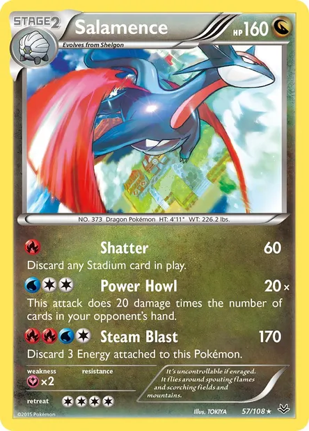Salamence, Pokémon card ROS 57 — Roaring Skies set