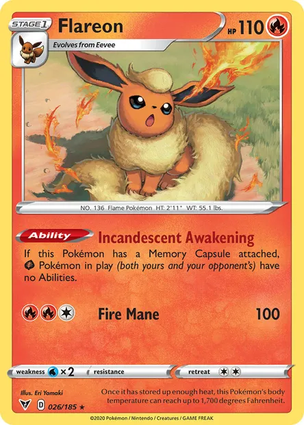 Flareon, Pokémon card VIV 26 — Vivid Voltage set