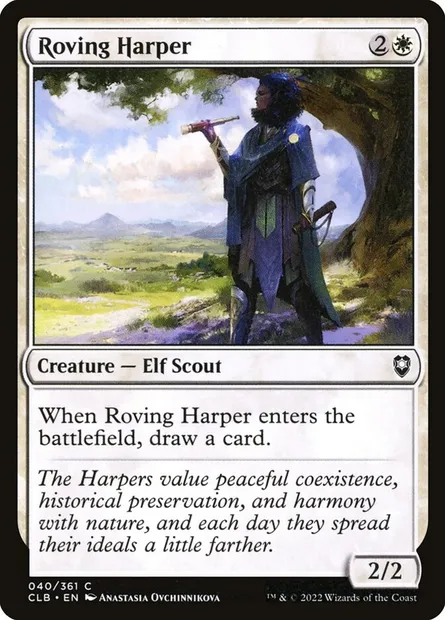 Roving Harper, Magic card CLB 40 — Commander Legends: Battle for Baldur's Gate set