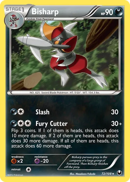 Bisharp, Pokémon card DEX 72 — Dark Explorers set