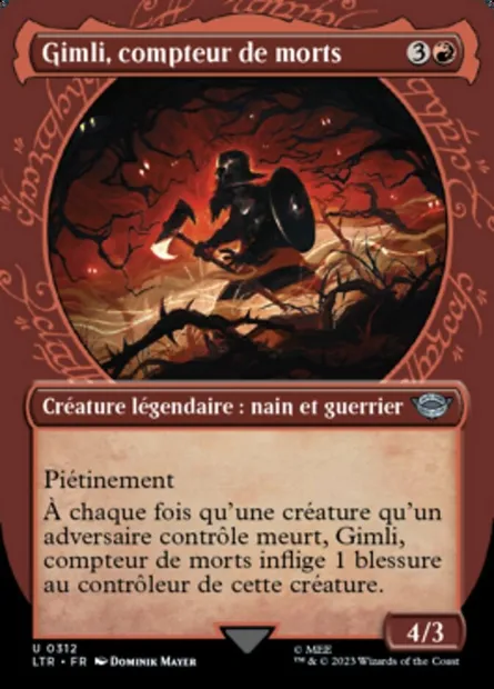 Gimli, compteur de morts, carte Magic LTR 312 — extension Le Seigneur des Anneaux : chroniques de la Terre du Milieu