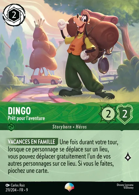 Dingo - Prêt pour l'aventure, carte Disney Lorcana CH9-211 — extension Fabuleux