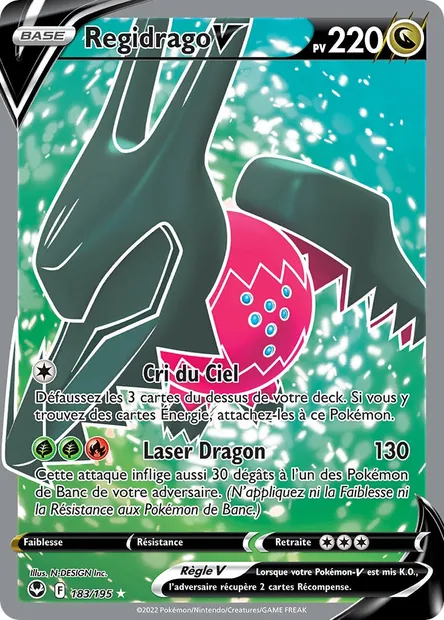 Regidrago V, carte Pokémon SIT 183 — extension Tempête Argentée
