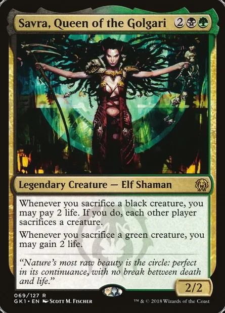 Savra, Queen of the Golgari, Magic card GK1 69 — GRN Guild Kit set