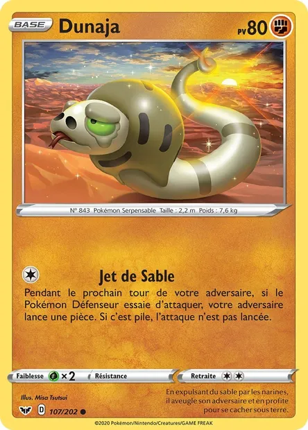 Dunaja, carte Pokémon SSH 107 — extension Épée et Bouclier