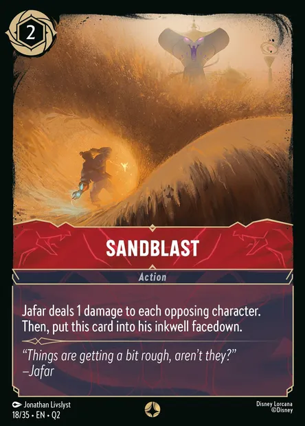 Sandblast, Disney Lorcana card Q2-018 — Illumineer's Quest: Palace Heist set