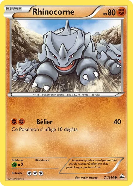 Rhinocorne, carte Pokémon PRC 74 — extension Primo-Choc