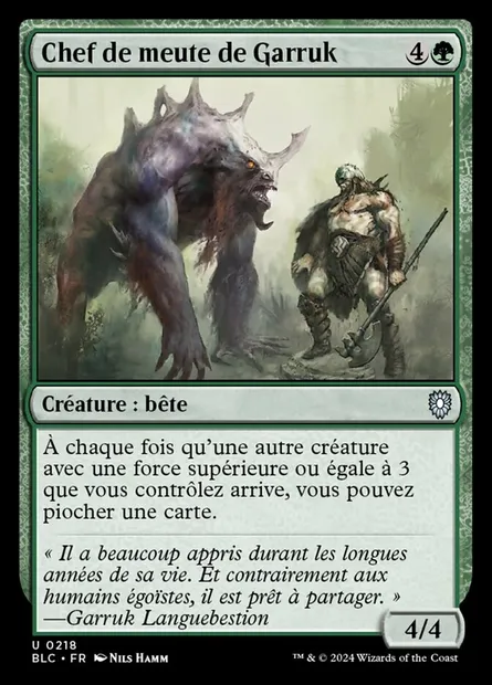 Chef de meute de Garruk, carte Magic BLC 218 — extension Bloomburrow Commander