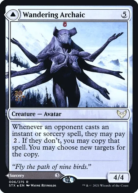 Wandering Archaic // Explore the Vastlands, Magic card PSTX 6s — Strixhaven: School of Mages Promos set