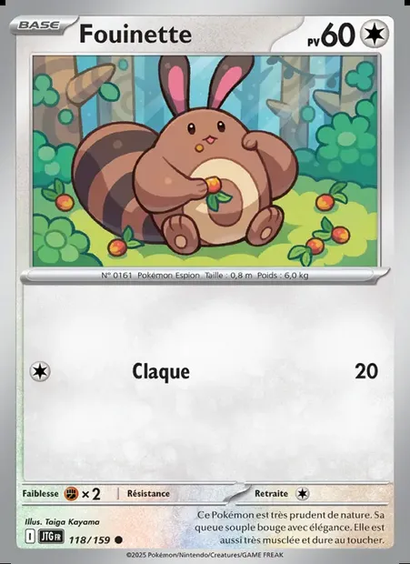 Fouinette, carte Pokémon JTG 118 — extension Aventures Ensemble