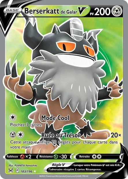 Berserkatt de Galar V, carte Pokémon LOR 183 — extension Origine Perdue