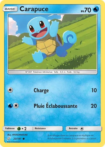 Carapuce, carte Pokémon TEU 23 — extension Duo de Choc