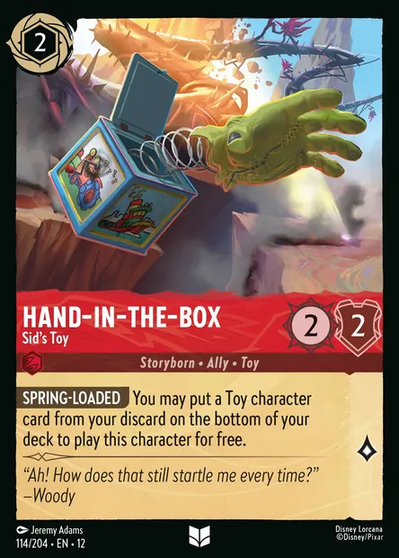 Hand-in-the-Box - Sid's Toy, Disney Lorcana card CH12-114 — Wilds Unknown set
