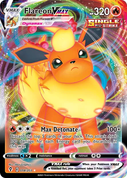 Flareon VMAX, Pokémon card EVS 18 — Evolving Skies set