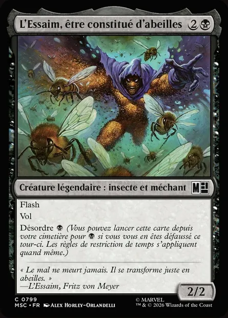 L'Essaim, être constitué d'abeilles, carte Magic MSC 799 — extension Marvel Super Heroes Commander