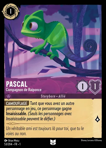 Pascal - Compagnon de Raiponce, carte Disney Lorcana CH1-053 — extension Premier Chapitre