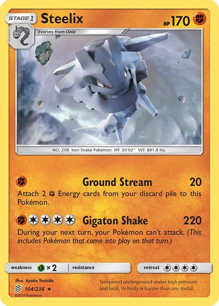 Steelix, Pokémon card UNM 104 — Unified Minds set