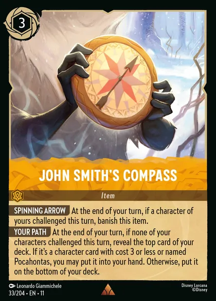 John Smith's Compass, Disney Lorcana card CH11-033 — Winterspell set