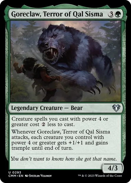 Goreclaw, Terror of Qal Sisma, Magic card CMM 293 — Commander Masters set