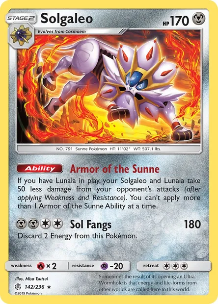 Solgaleo, Pokémon card CEC 142 — Cosmic Eclipse set