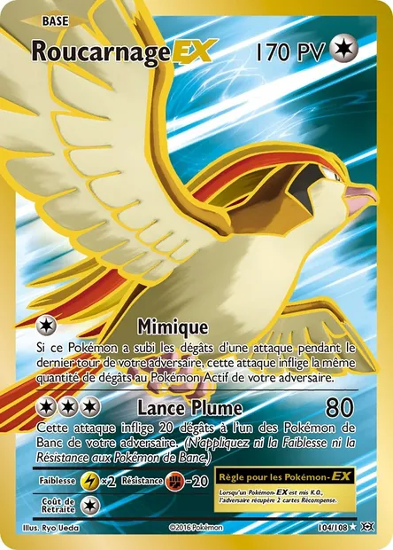Roucarnage EX, carte Pokémon EVO 104 — extension Évolutions