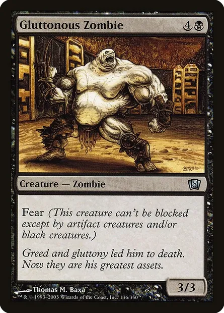 Zombie glouton, carte Magic 8ED 136★ — extension Huitième Edition