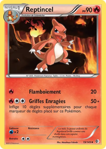Reptincel, carte Pokémon BCR 19 — extension Frontières Franchies