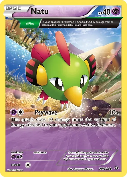 Natu, Pokémon card ROS 28 — Roaring Skies set