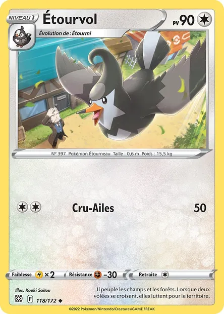 Étourvol, carte Pokémon BRS 118 — extension Stars Étincelantes
