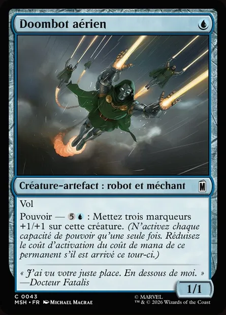 Doombot aérien, carte Magic MSH 43 — extension Marvel Super Heroes