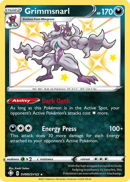 Grimmsnarl, Pokémon card SHF SV085 — Shining Fates set