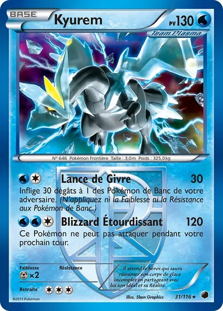 Kyurem, carte Pokémon PLF 31 — extension Glaciation Plasma