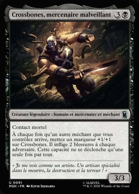 Crossbones, mercenaire malveillant, carte Magic MSH 91 — extension Marvel Super Heroes
