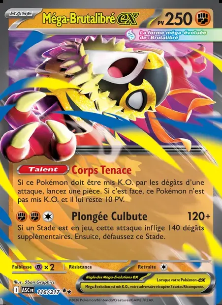 Méga-Brutalibré-ex, carte Pokémon ASC 116 — extension Héros Transcendants
