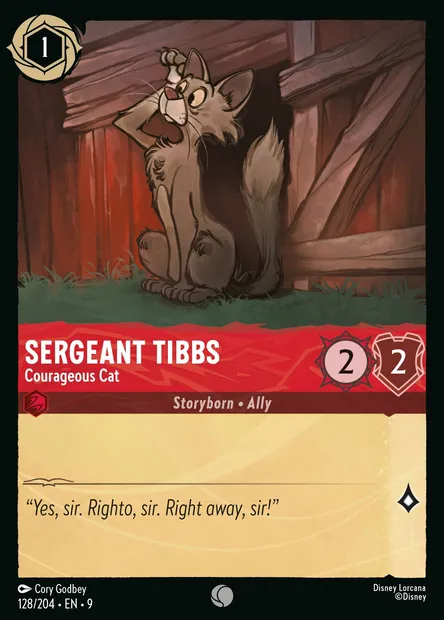 Sergeant Tibbs - Courageous Cat, Disney Lorcana card CH9-128 — Fabled set