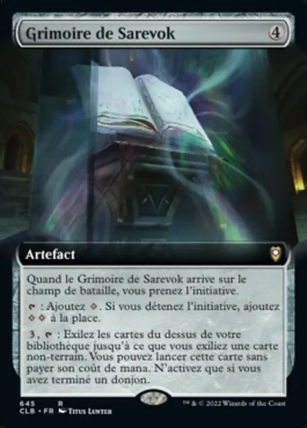 Grimoire de Sarevok, carte Magic CLB 645 — extension Commander Légendes : la bataille de la Porte de Baldur