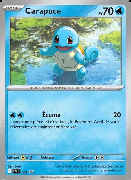 Carapuce, carte Pokémon PR-SV 048 — extension SVP Black Star Promos