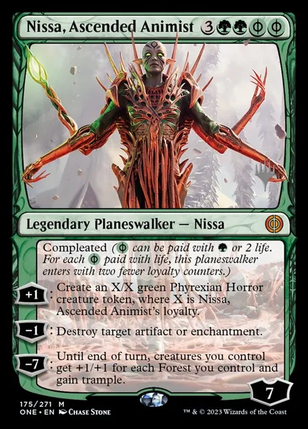 Nissa, Ascended Animist, Magic card PONE 175p — Phyrexia: All Will Be One Promos set