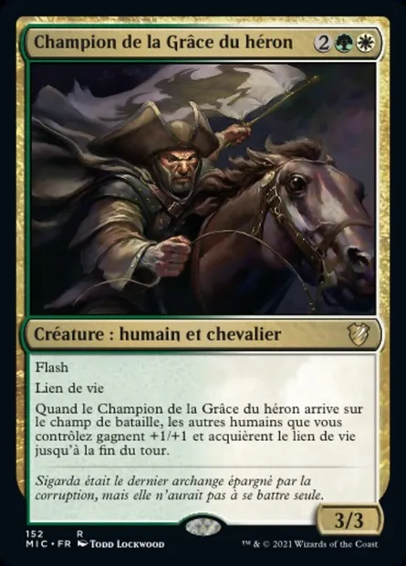 Champion de la Grâce du héron, carte Magic MIC 152 — extension Midnight Hunt Commander