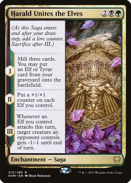 Harald unit les elfes, carte Magic PKHM 213p — extension Kaldheim Promos