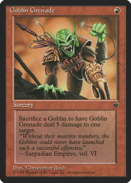 Goblin Grenade, Magic card FEM 56c — Fallen Empires set