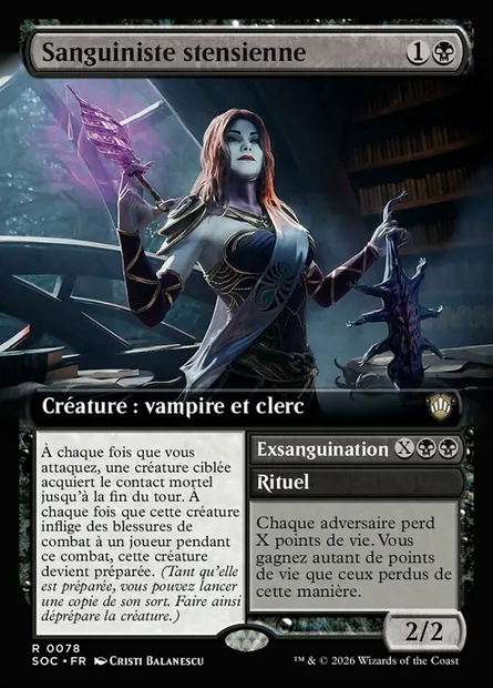 Sanguiniste stensienne // Exsanguinate, carte Magic SOC 78 — extension Secrets of Strixhaven Commander