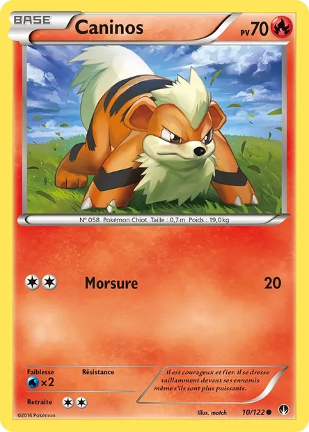 Caninos, carte Pokémon BKP 10 — extension Rupture Turbo