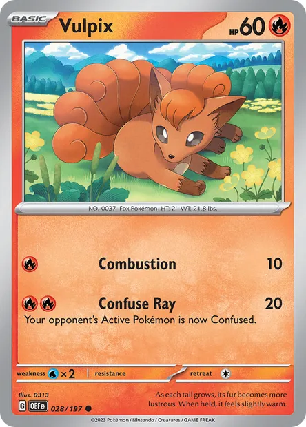Vulpix, Pokémon card OBF 028 — Obsidian Flames set
