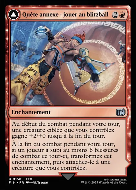 Quête annexe : jouer au blitzball // World Champion, arme des sept astres, carte Magic FIN 158 — extension Final Fantasy