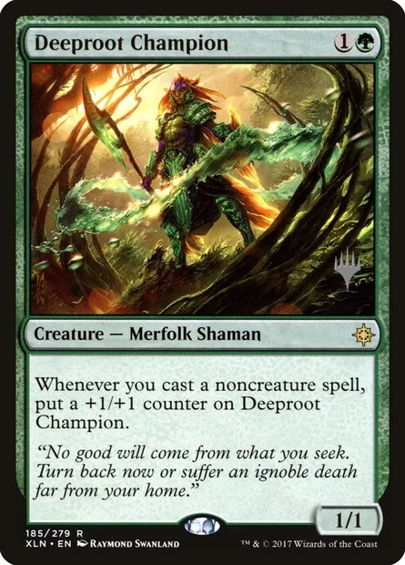 Deeproot Champion, Magic card PXLN 185p — Ixalan Promos set