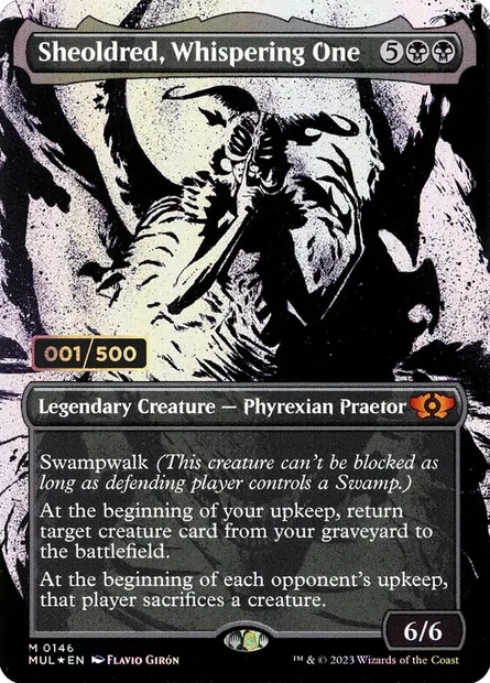Sheoldred la Susurrante, carte Magic MUL 146z — extension Multiverse Legends