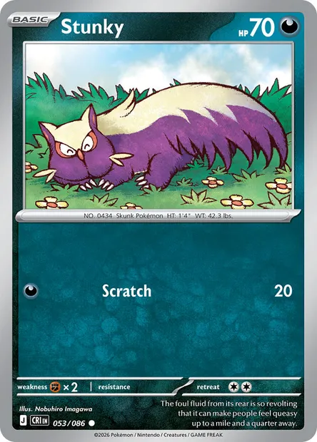 Stunky, Pokémon card CRI 053 — Chaos Rising set