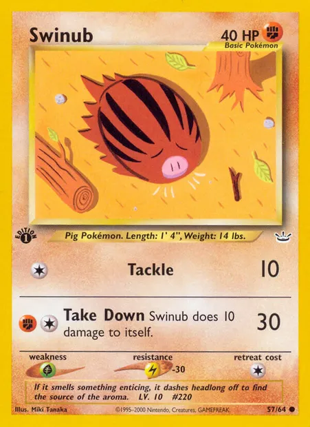 Swinub, Pokémon card NR 57 — Neo Revelation set
